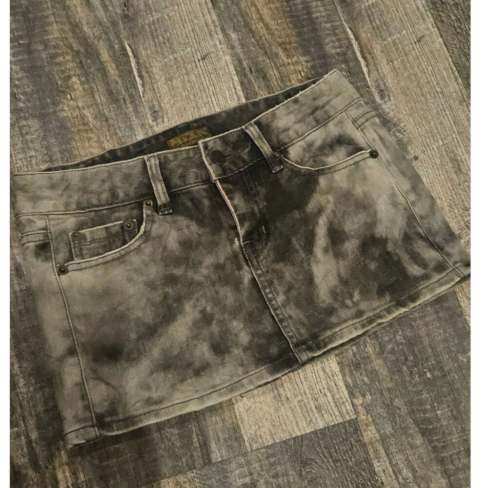 Goa vintage super lowrise mini denim skirt black acid wash wash small y2k